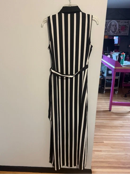 Killstar Black and White Vertical Stripe Maxi Dress - Picture 12 of 12
